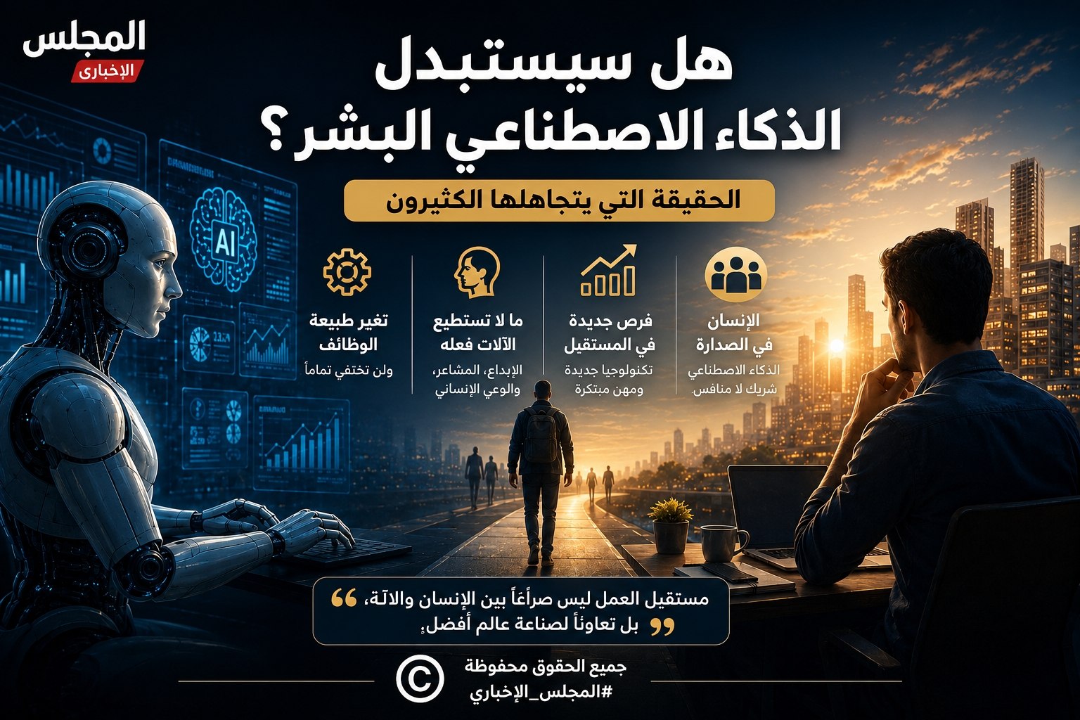 هل سيستبدل الذكاء الاصطناعي البشر؟ قراءة واقعية لمستقبل الوظائف والحياة